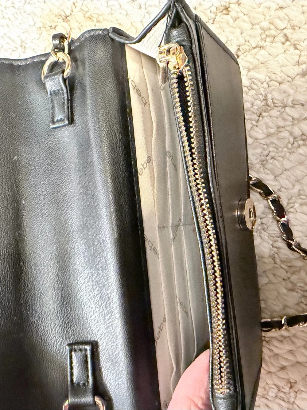 bebe Leopard-Print Crossbody in Gold and Black